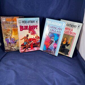 Piers Anthony Paperback Fantasy Book Lot - Juxtaposition Blue Adept Bearing An H